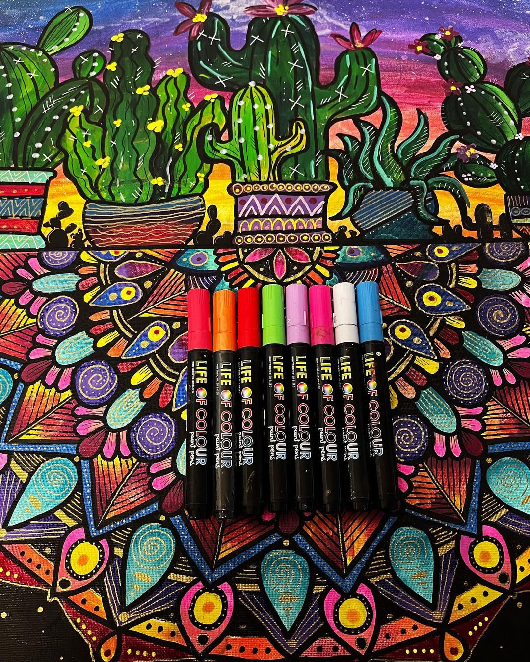 Rainbow Colours 3mm Medium Tip Acrylic Paint Pens - Set of 6